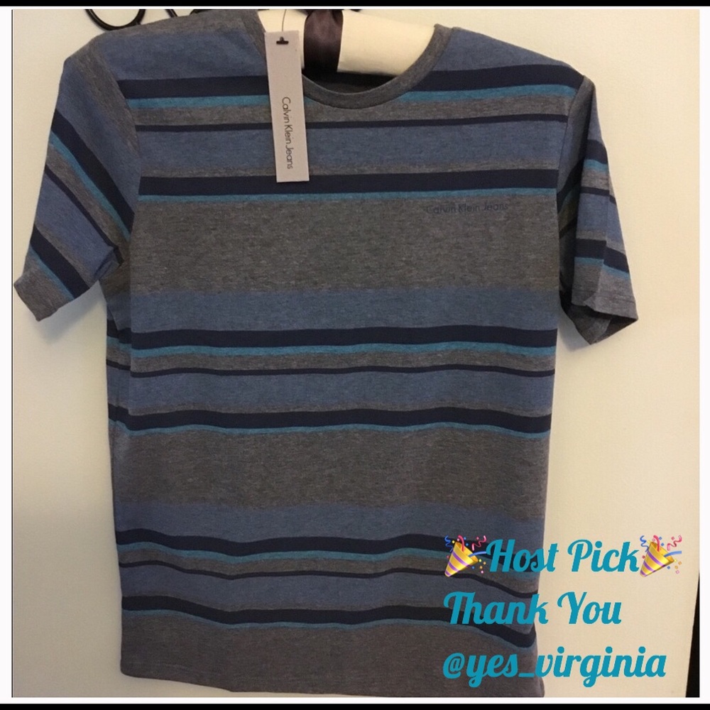 🦌 NWT Calvin Klein Boys Blue Gray Top Shirt Sizes  10/12